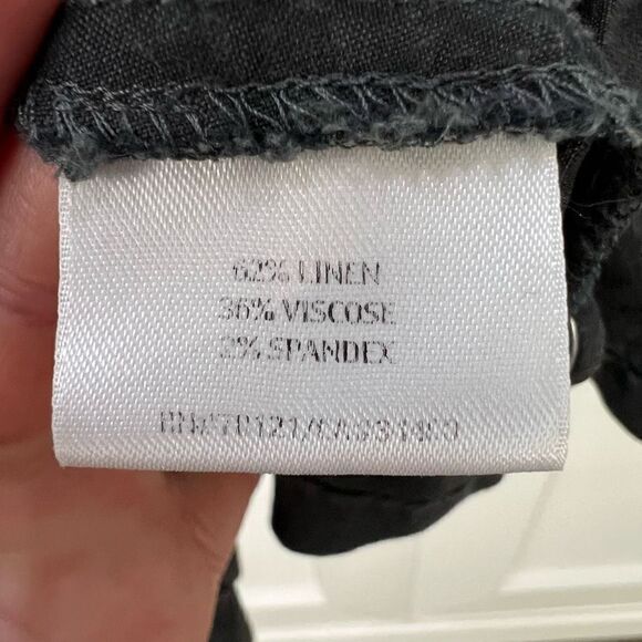 Eileen Fisher Womens Small Black Casual Button Down Shirt Top Linen Italian Yarn - Picture 10 of 12